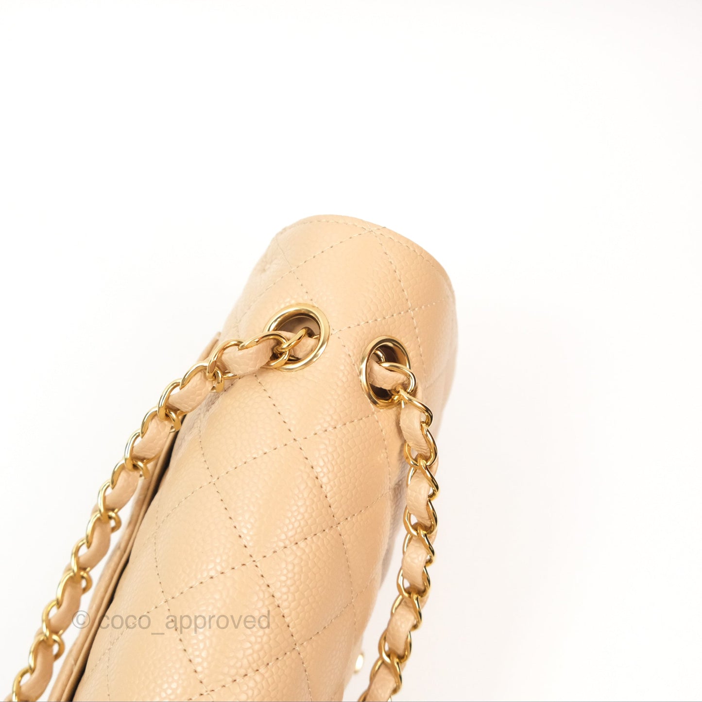 Chanel Small Quilted Classic Flap Beige Caviar Gold Hardware