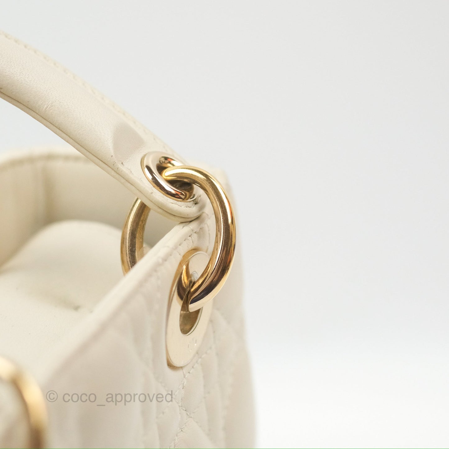 Christian Dior My ABCDior Lady Dior White Cannage Lambskin Gold Hardware