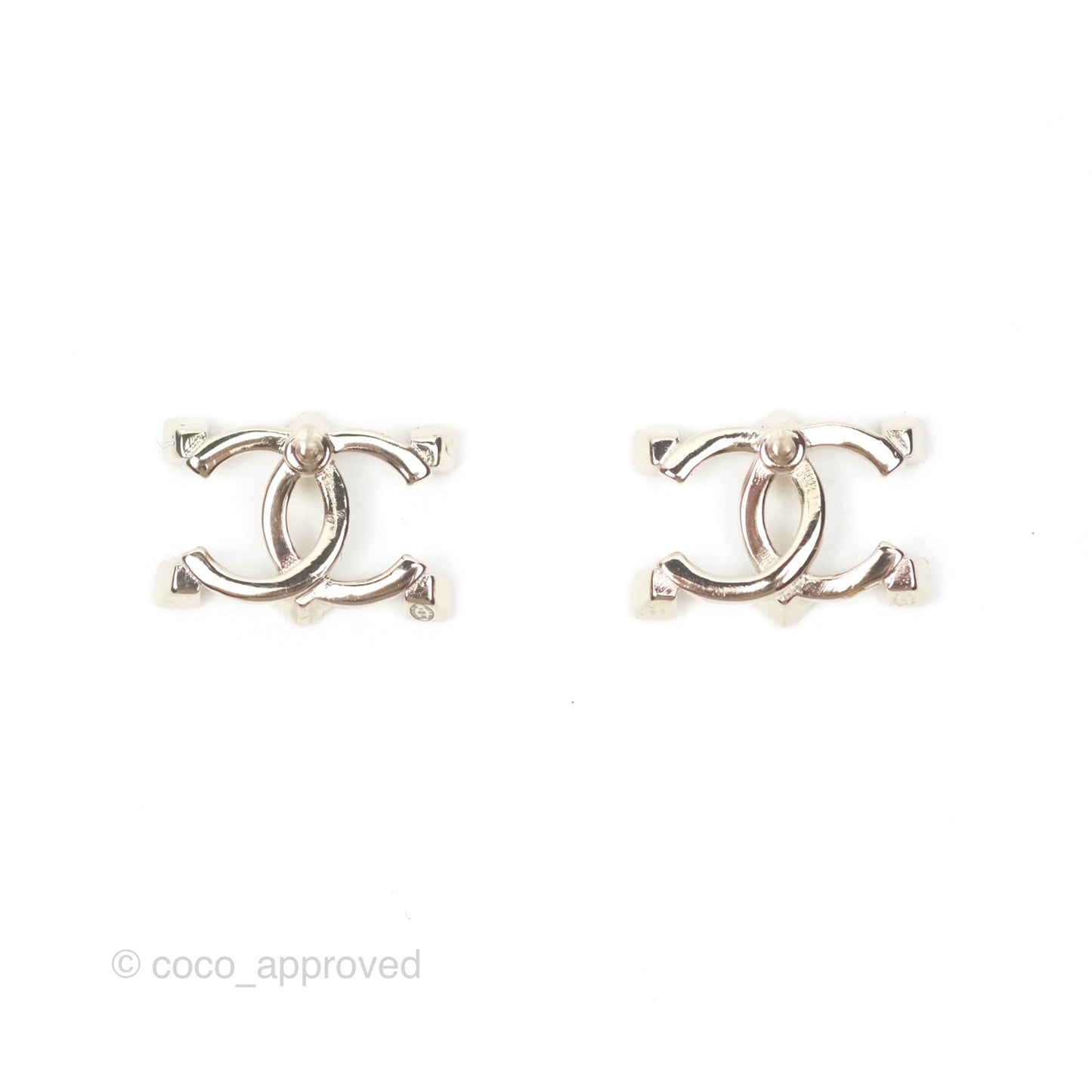Chanel CC Crystal Earrings Gold Tone 21A