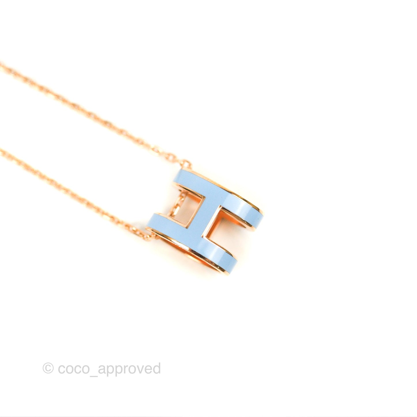 Hermès Pop H Pendant Necklace Blue Celeste Rose Gold Hardware