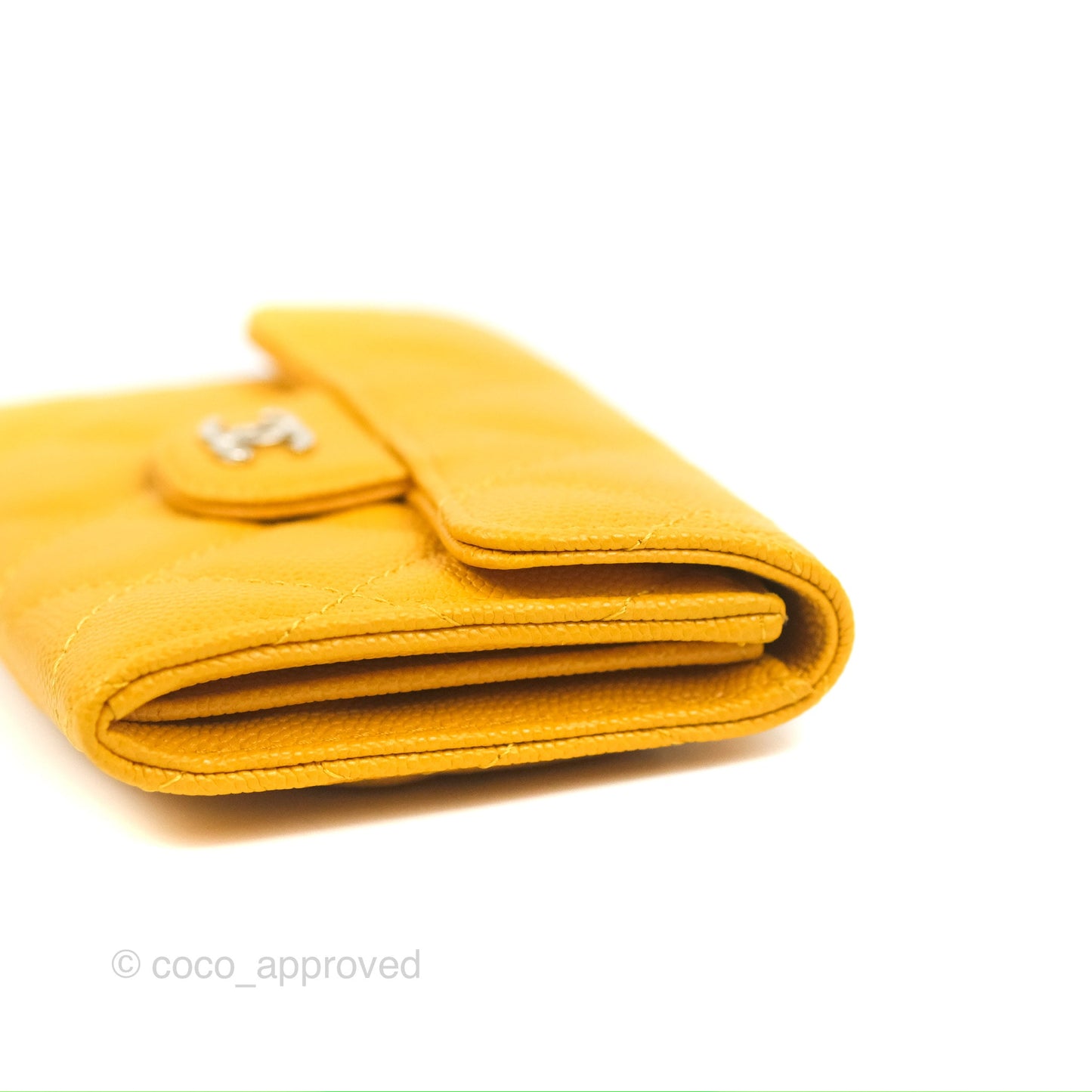 Chanel Classic Flap Coin Purse Yellow Caviar Gold Hardware