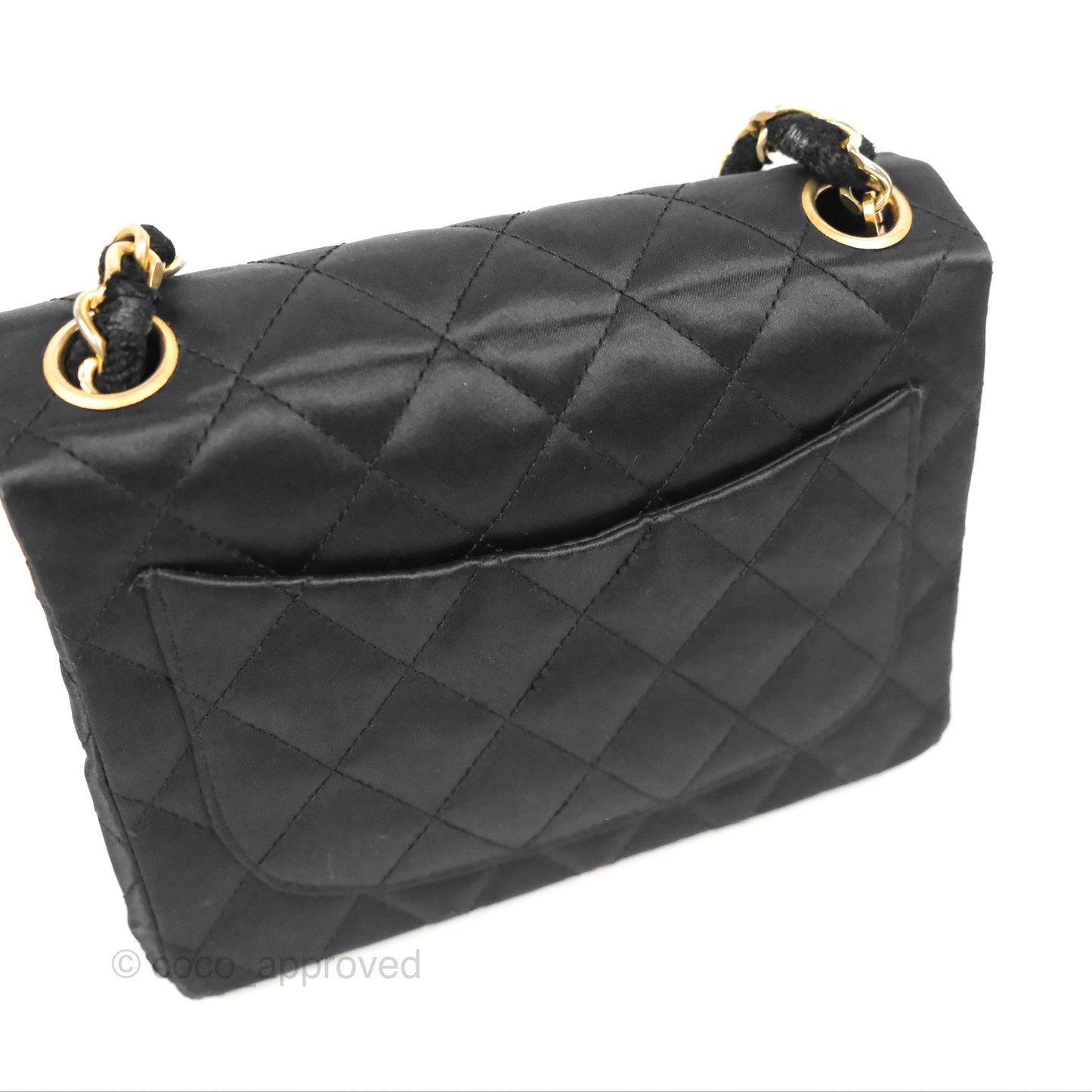 Chanel Mini Square Black Satin Gold Hardware