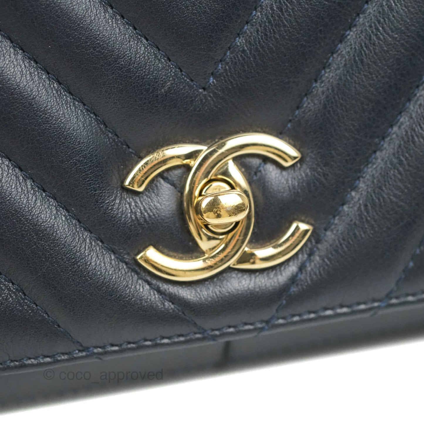 Chanel Medium Statement Chevron Flap Bag Navy Calfskin Gold Hardware
