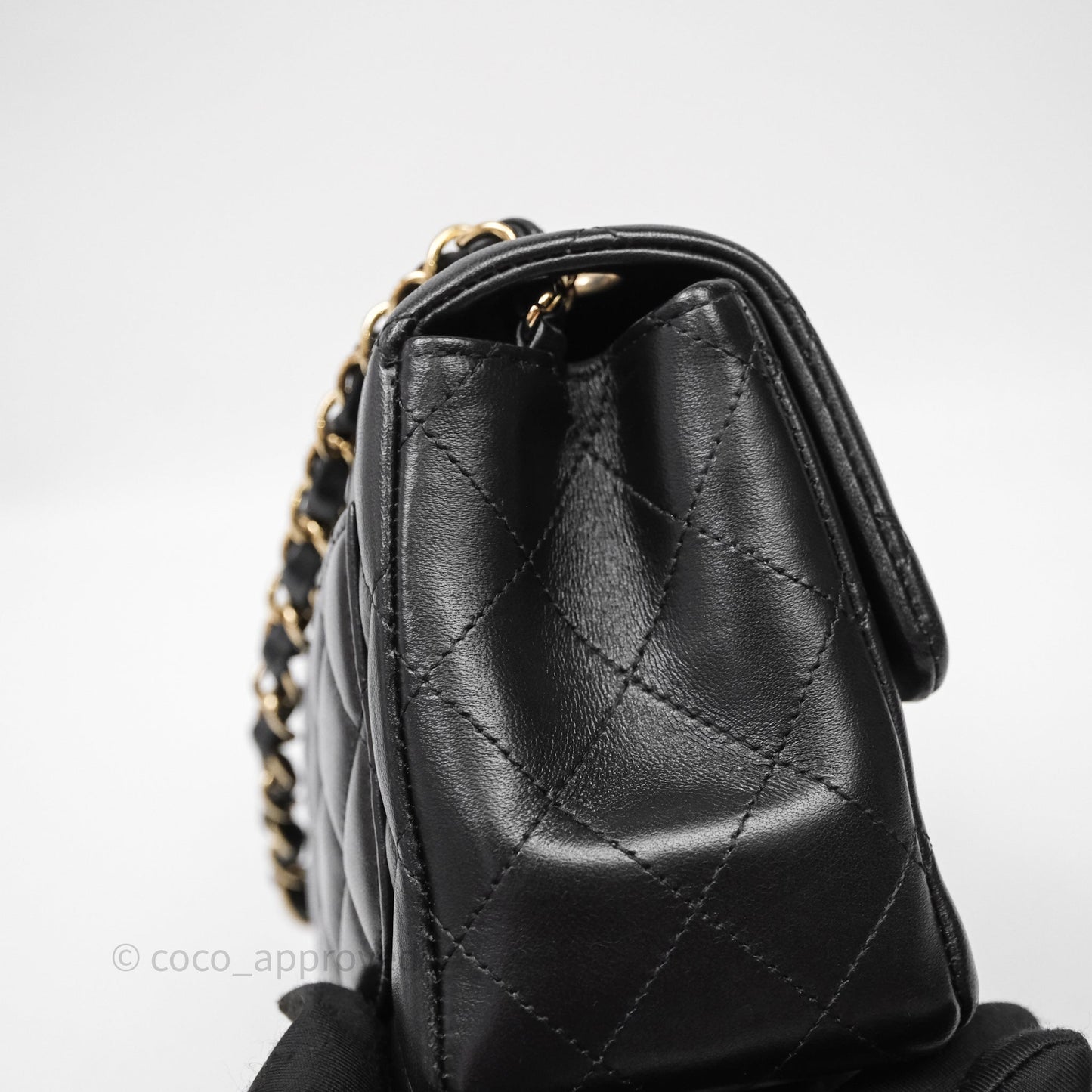 Chanel Mini Square Quilted Black Lambskin Gold Hardware