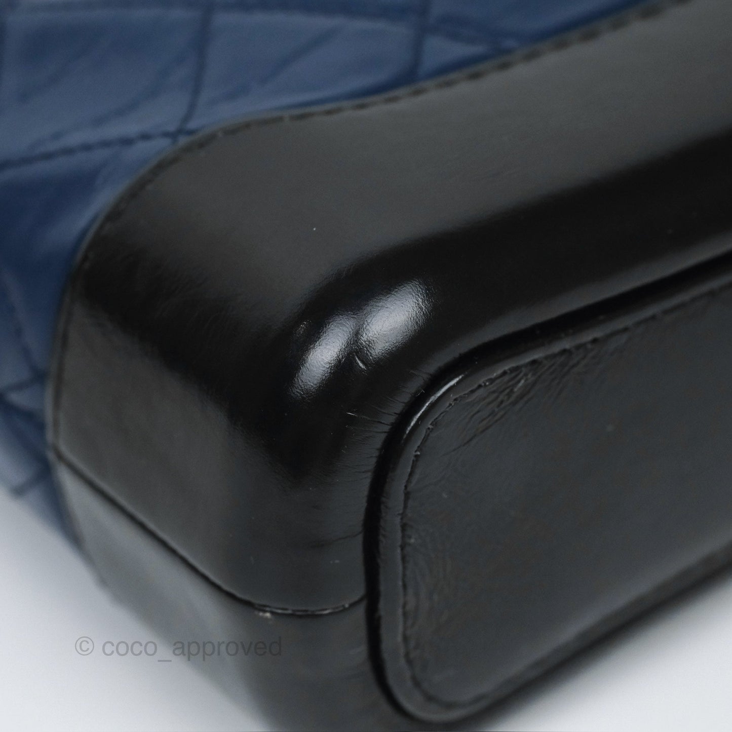Chanel Small Gabrielle Hobo Quilted Black Navy Aged Calfskin