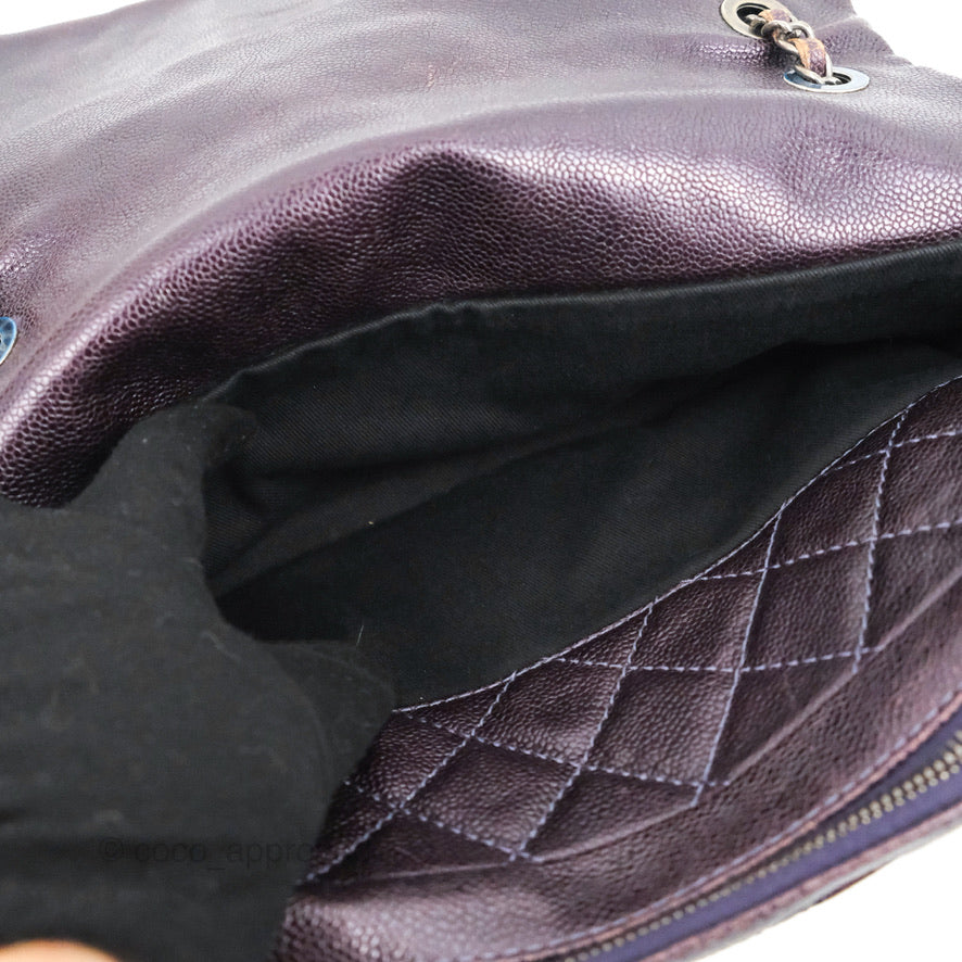 Chanel Jumbo Easy Flap Bag Caviar Dark Purple Ruthenium Hardware