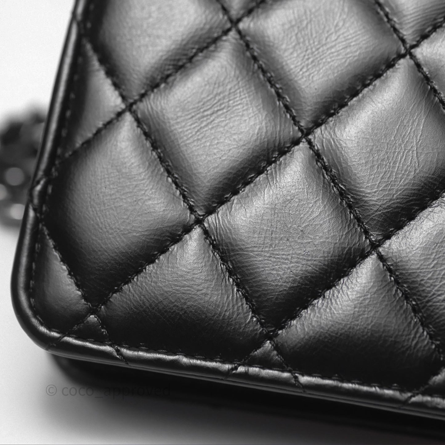 Chanel Mini Crystal Top Handle Wallet On Chain WOC Black Calfskin Gun Metal Hardware 23K