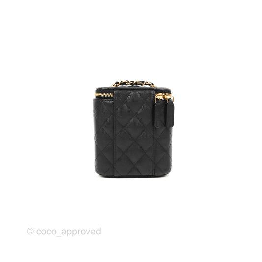 Chanel Classic Mini Vanity With Chain Black Caviar Gold Hardware