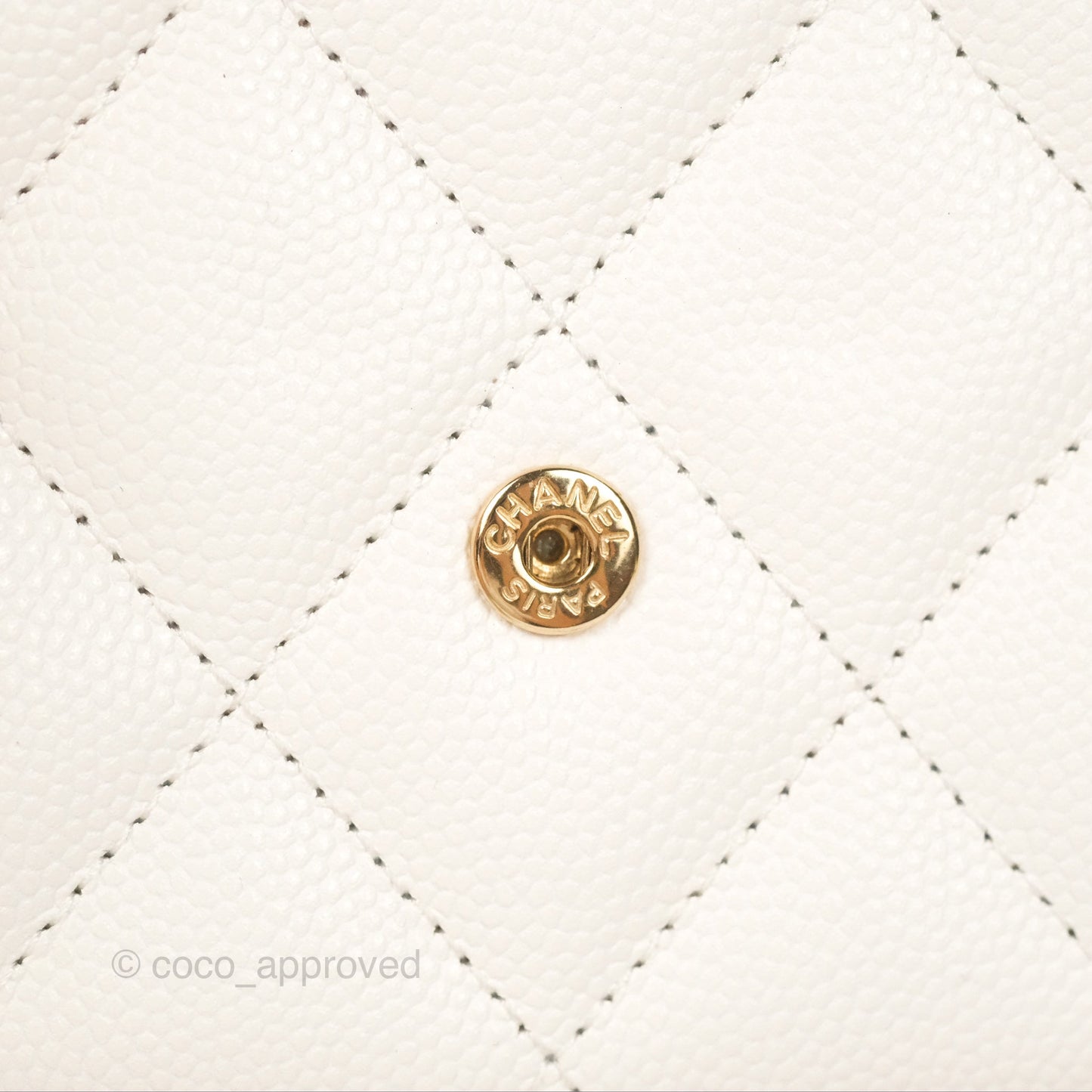 Chanel Mini Wallet With Chain White Caviar Gold Hardware