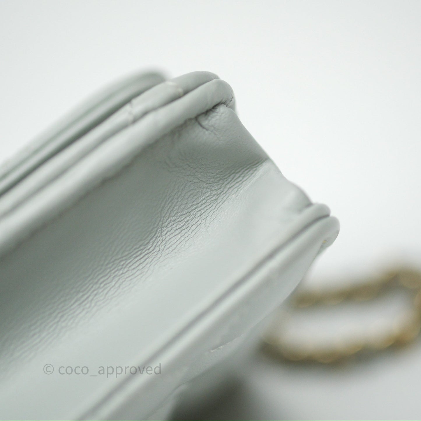 Chanel Classic Quilted Wallet on Chain WOC Grey Lambskin Gold Hardware