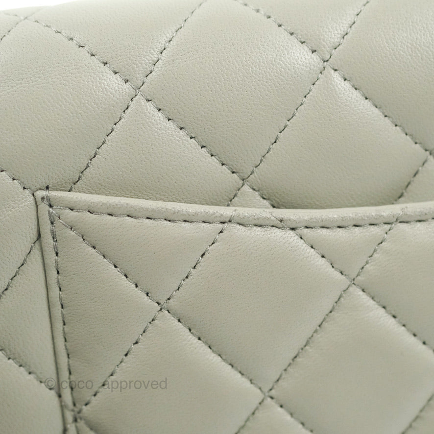 Chanel Quilted Classic Wallet on Chain WOC Light Grey Lambskin Gold Hardware