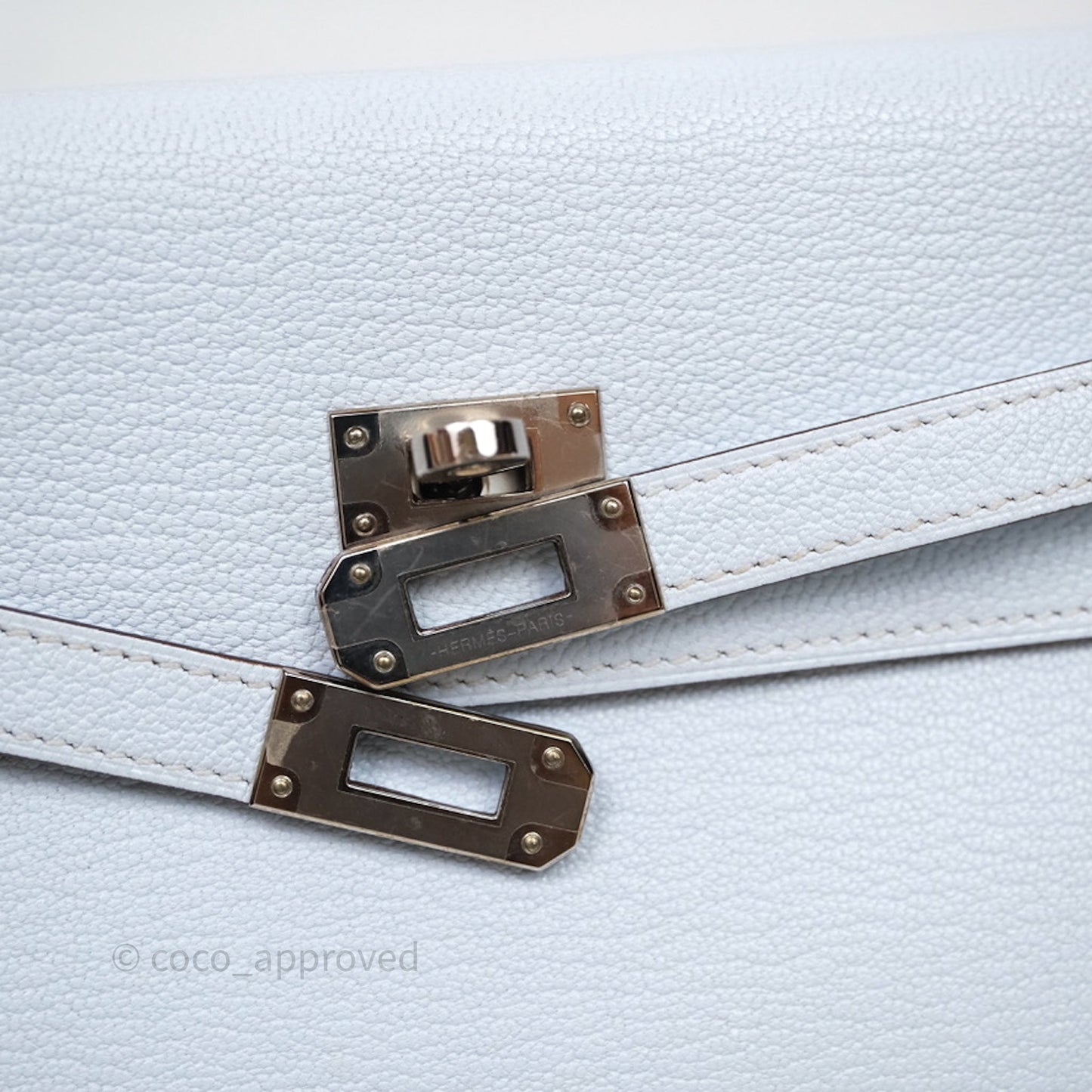 Hermès Kelly To Go Bleu Brume T0 Chèvre Mysore Palladium Hardware