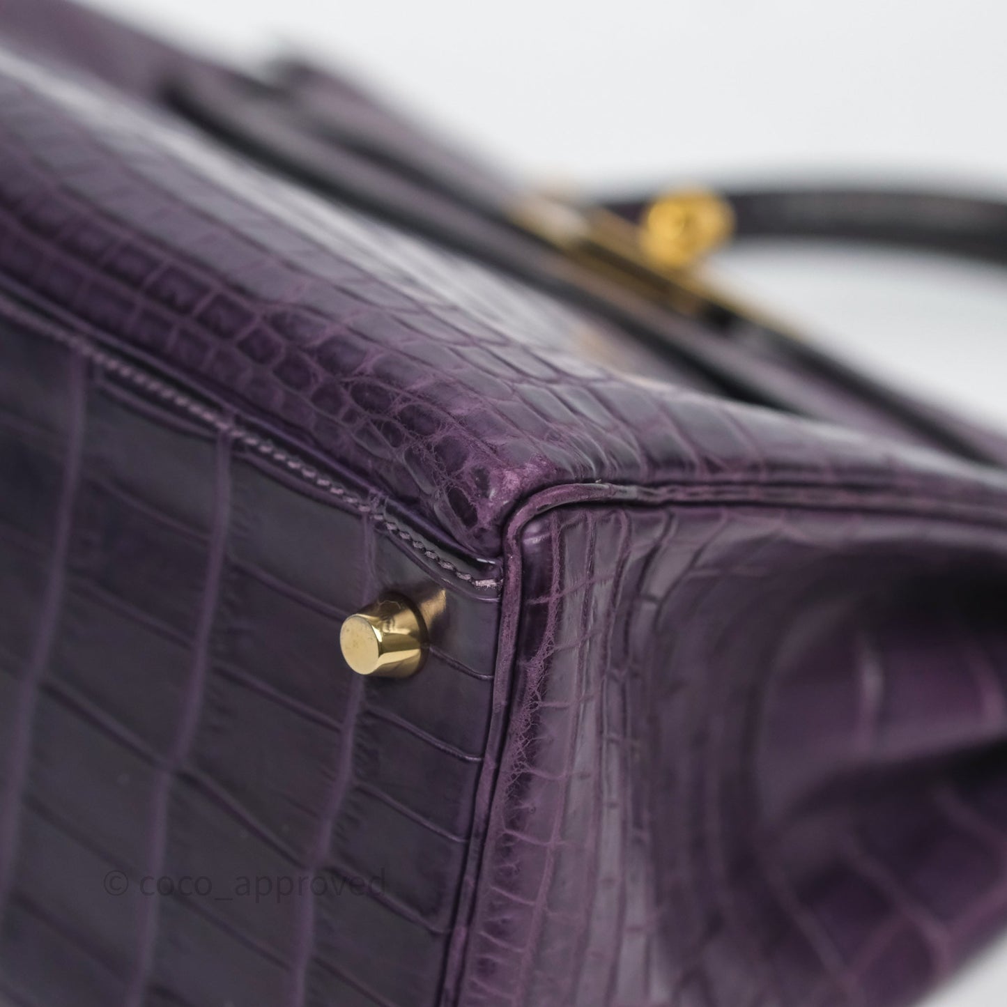 Hermès Kelly 28 Purple Crocodile Gold Hardware