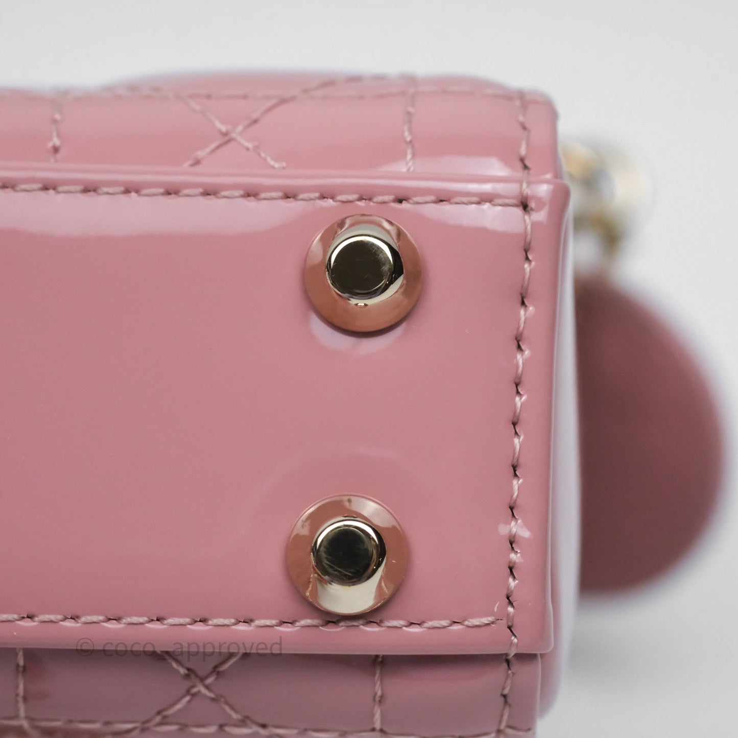 Christian Dior Micro Lady Dior Pink Patent Cannage Calfskin Gold Hardware