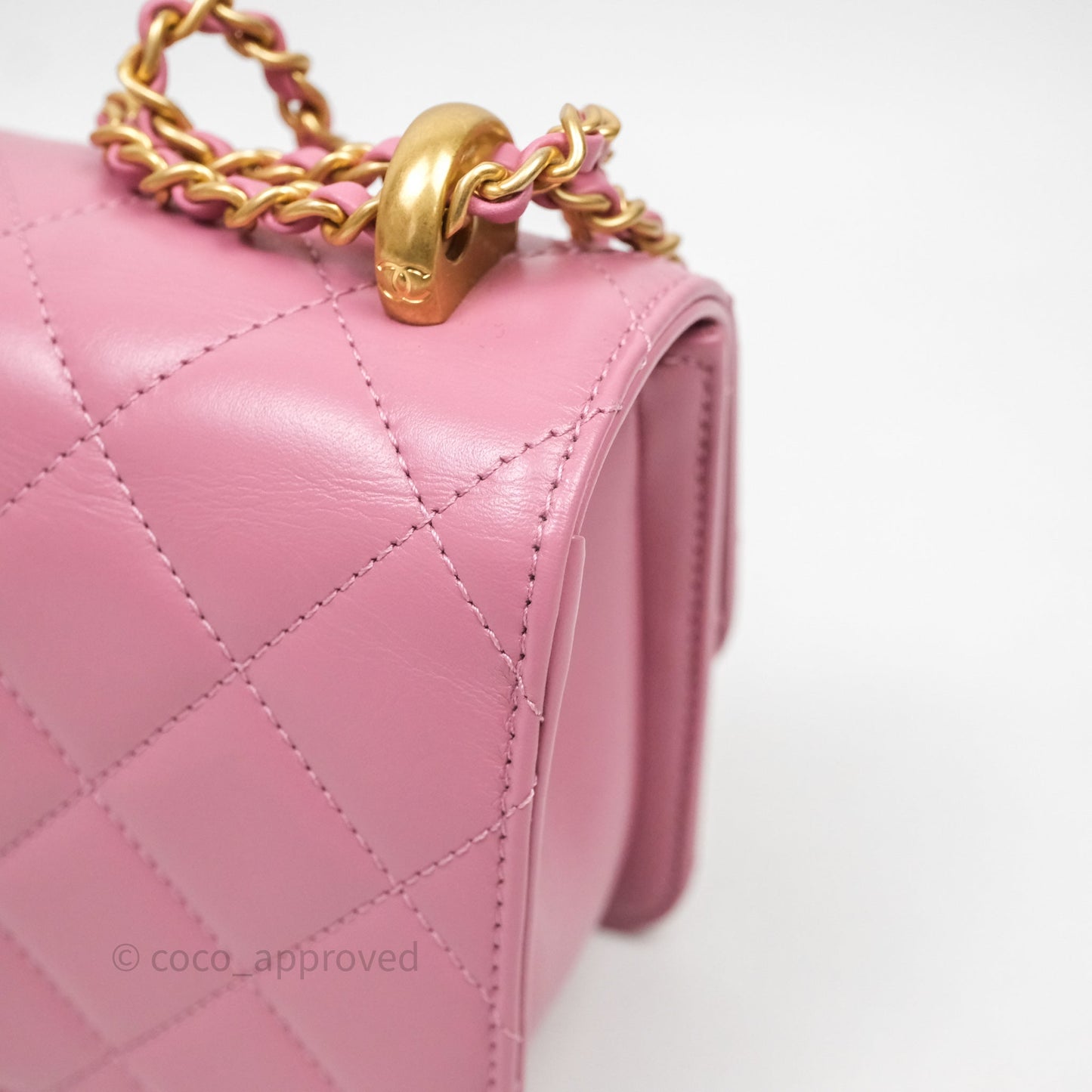 Chanel Quilted Mini Perfect Fit Adjustable Pink Calfskin Gold Hardware