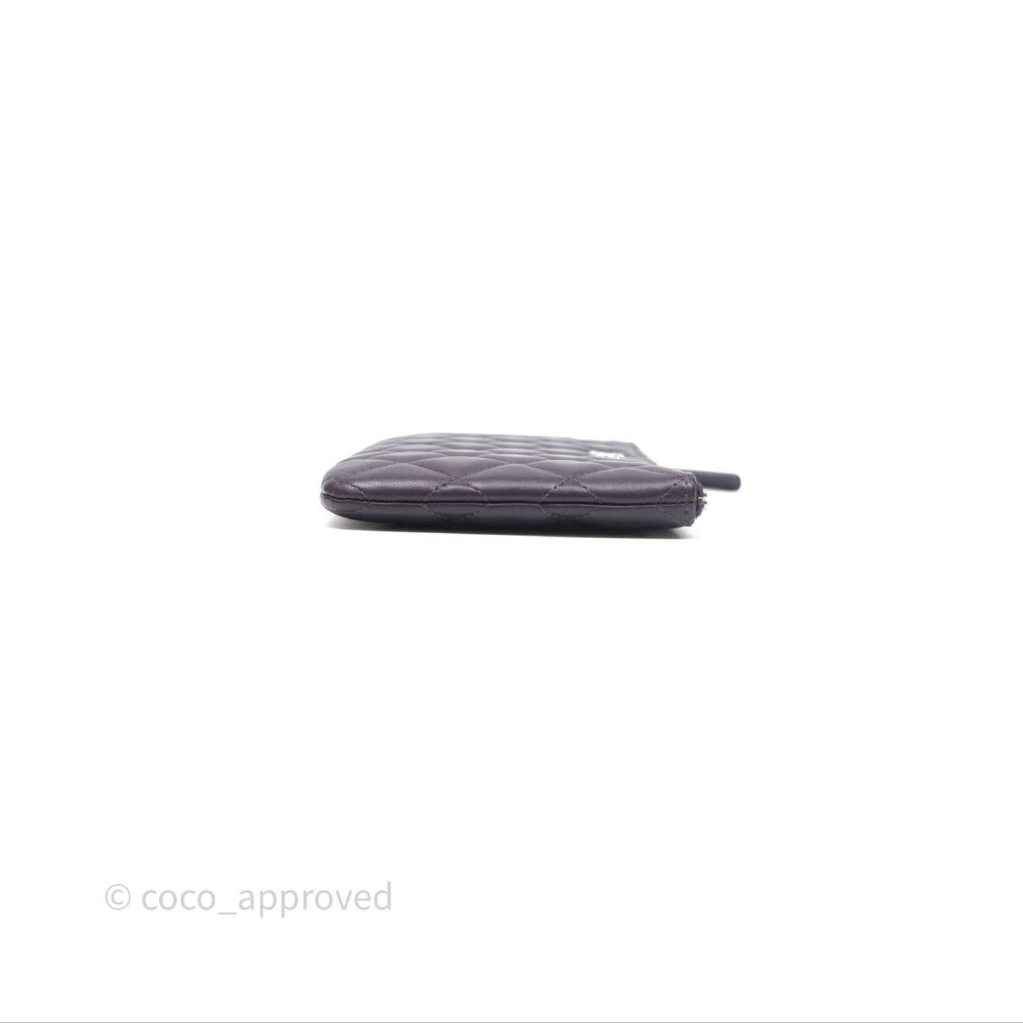 Chanel Quilted Small O Case Dark Purple Lambskin Silver Hardware