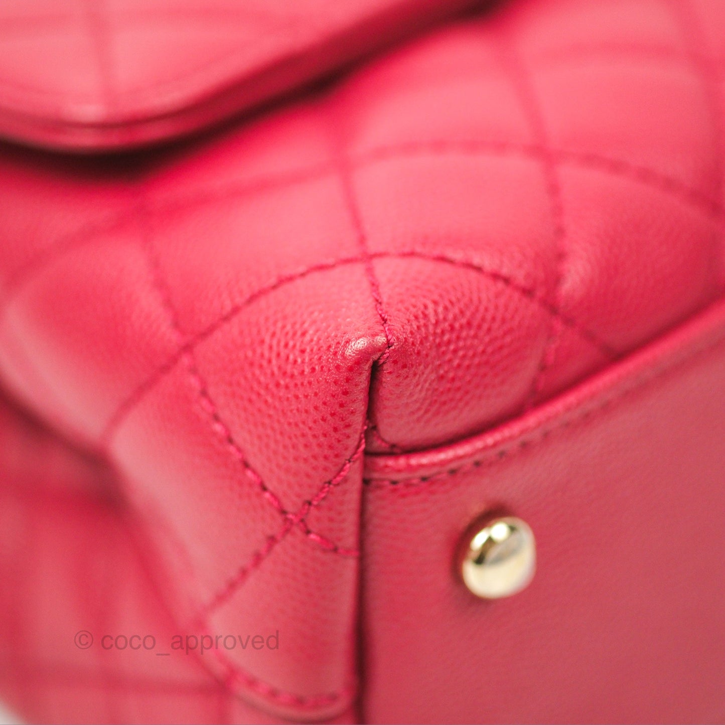 Chanel Small Coco Handle Quilted Dark Rose Pink Caviar Gold Hardware 21A