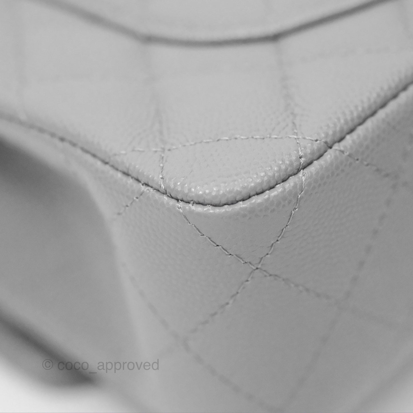 Chanel Small Classic Quilted Flap Grey Caviar Gold Hardware