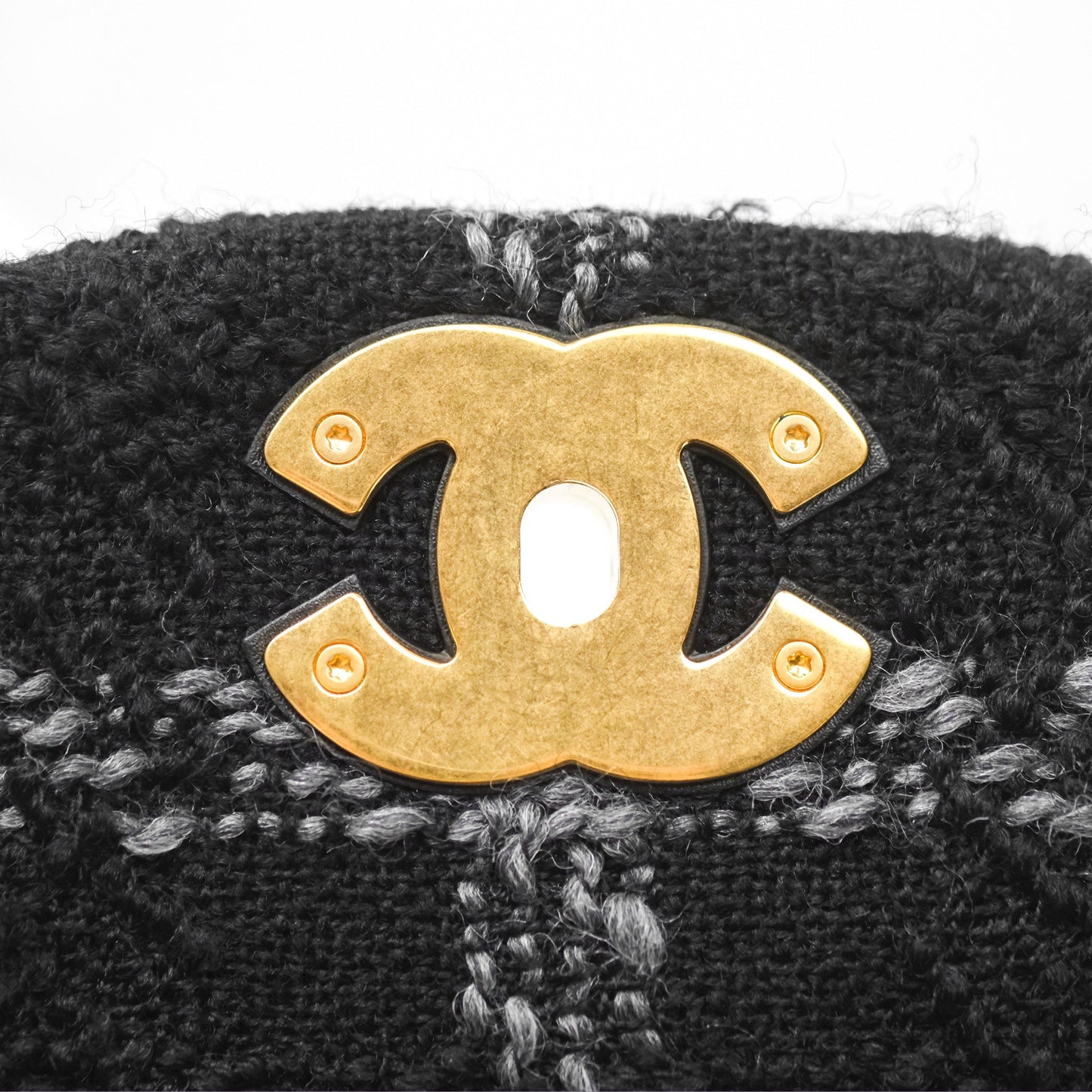 Chanel Duma Backpack Black Tweed Aged Gold Hardware 22K