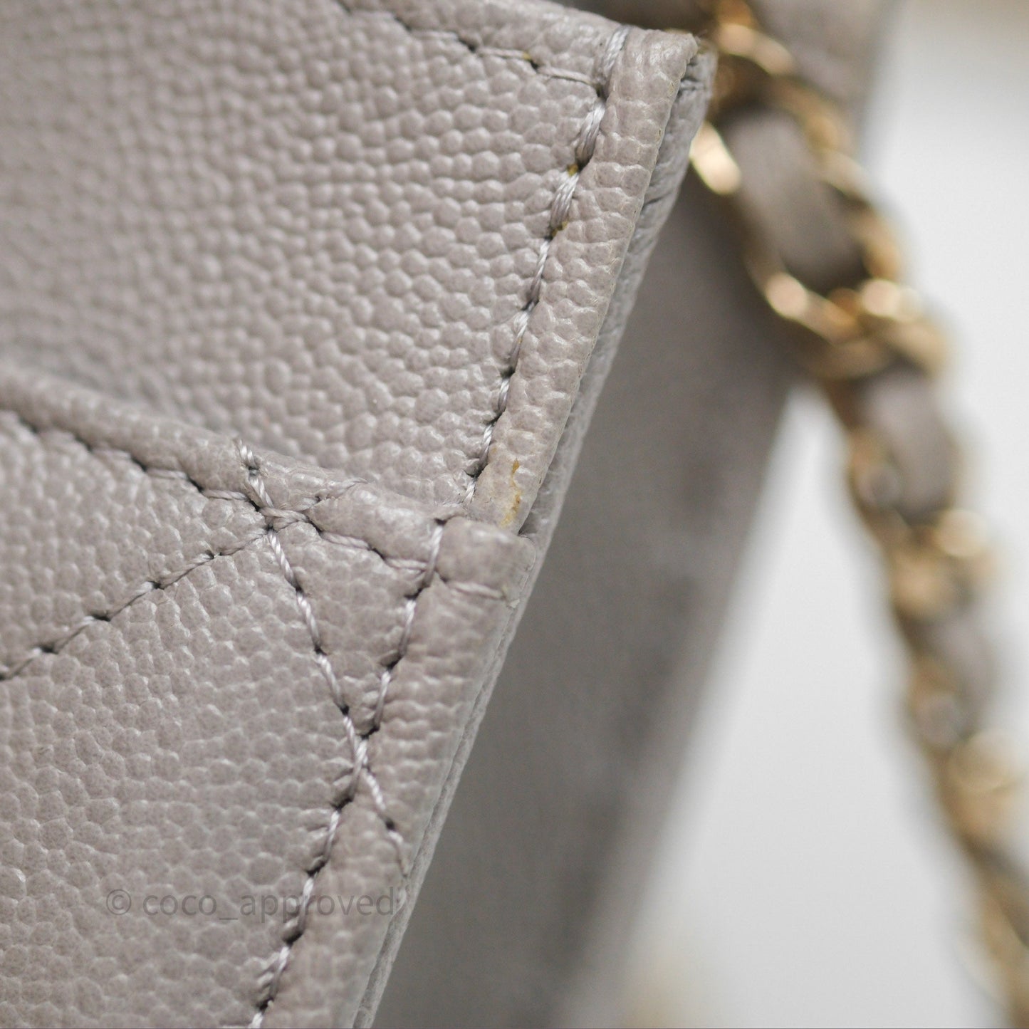 Chanel Classic Quilted Wallet on Chain WOC Grey Caviar Gold Hardware