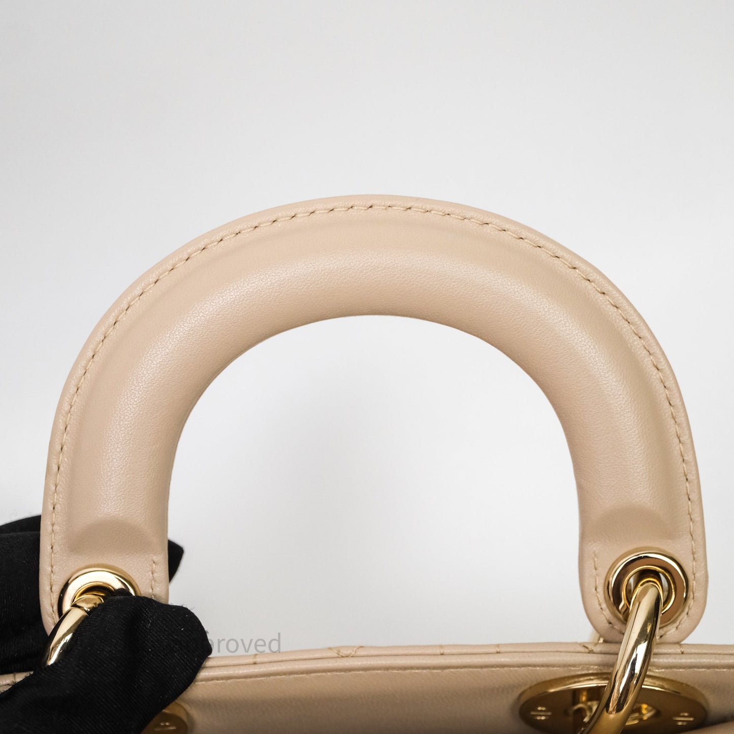 Christian Dior Small Lady D-Joy Powder Beige Cannage Lambskin Gold Hardware