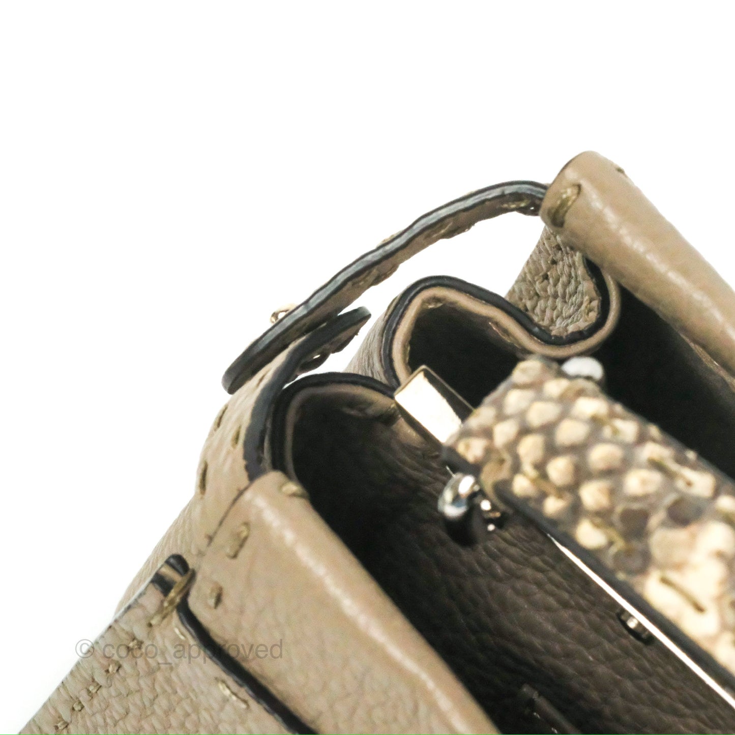 Fendi Mini Peekaboo Dove Grey Selleria Bag Cuoio Romano Python