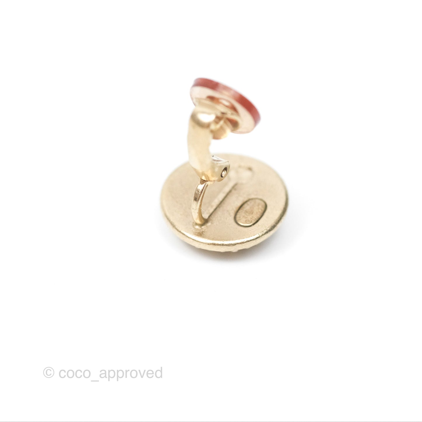 Chanel CC Crystal Round Ear Clips Gold Tone 16B