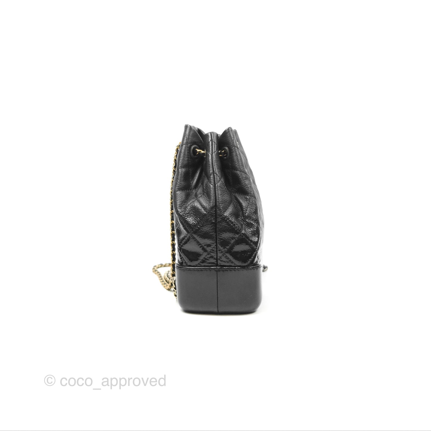 Chanel Small Gabrielle Backpack Black Patent Goatskin