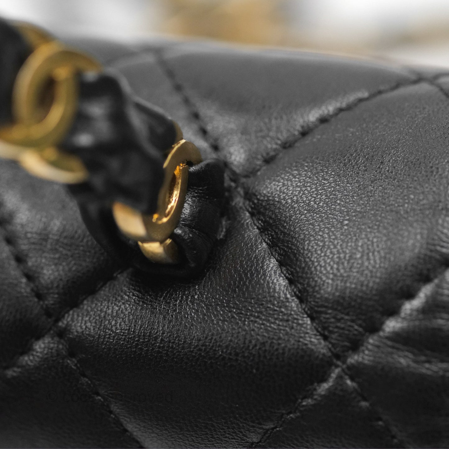 Chanel Mini Wrapped Handle Flap Bag Black Crumpled Lambskin Aged Gold Hardware 21S