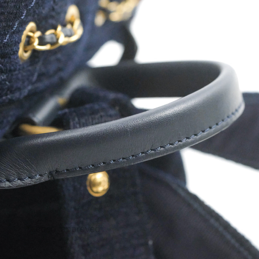 Chanel Parisian Stroll Backpack Wool Velvet Navy