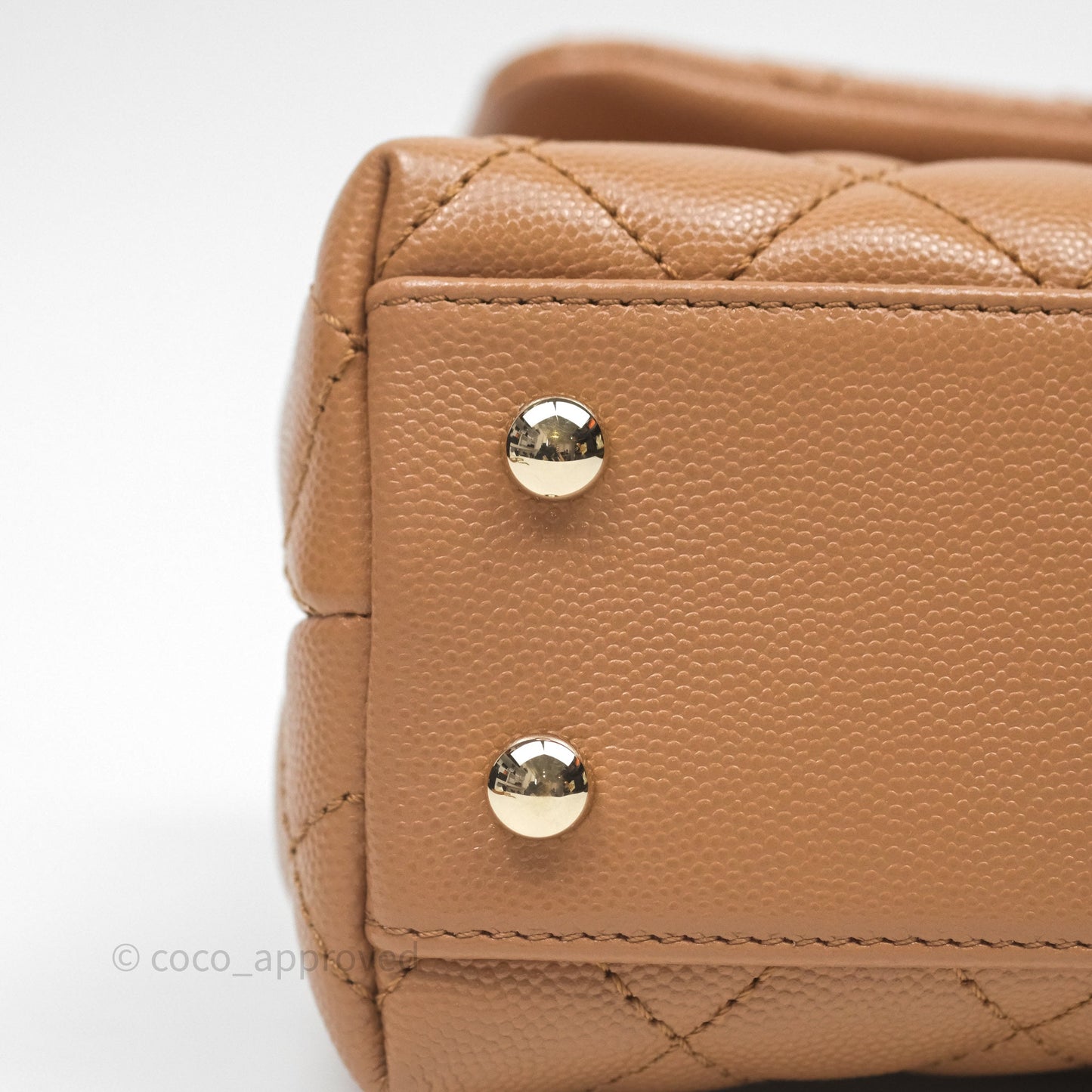 Chanel Small Coco Handle Dark Beige Caramel Caviar Gold Hardware