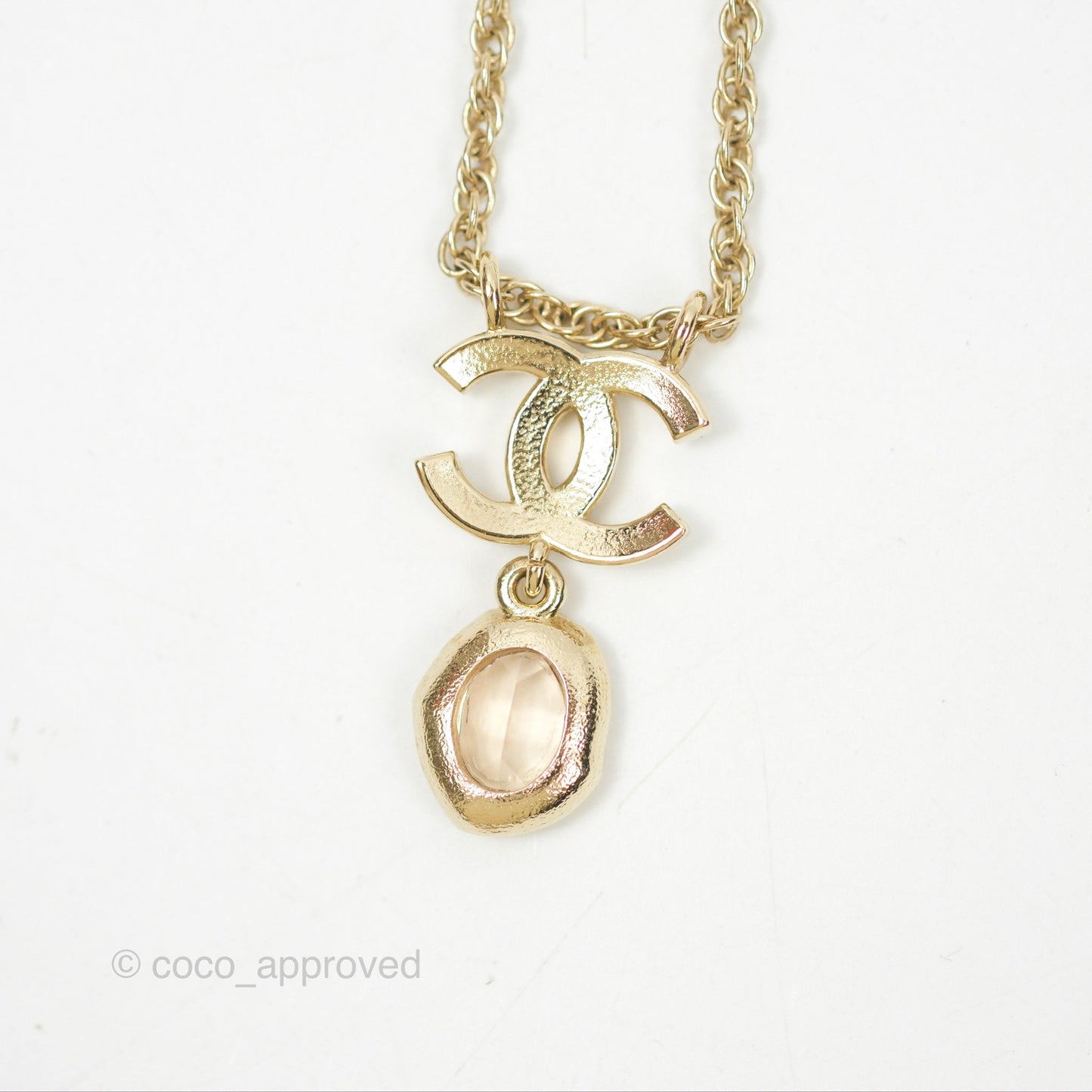 Chanel Crystal Pearl CC Drop Necklace Gold