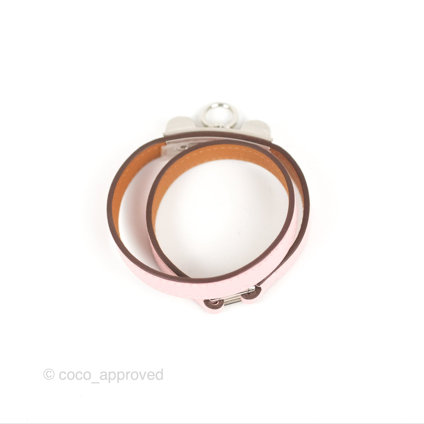 Hermès Rivale Double Tour Bracelet Rose Sakura Swift Palladium Hardware