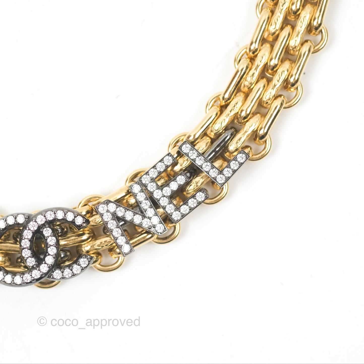 Chanel Crystal Logo Choker Gold Tone 20A