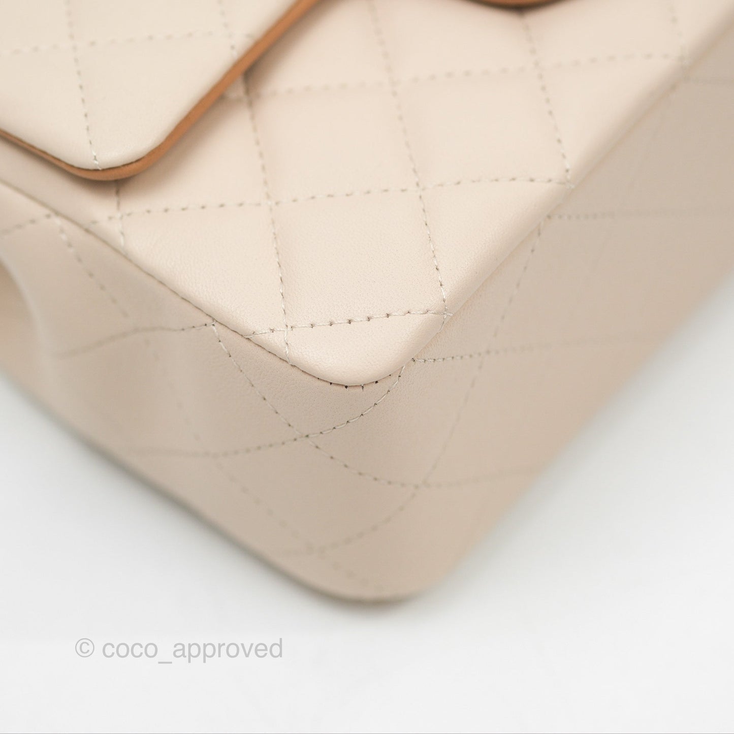 Chanel Top Handle Mini Rectangular Flap Bag Ecru/Beige Lambskin Gold Hardware 23P