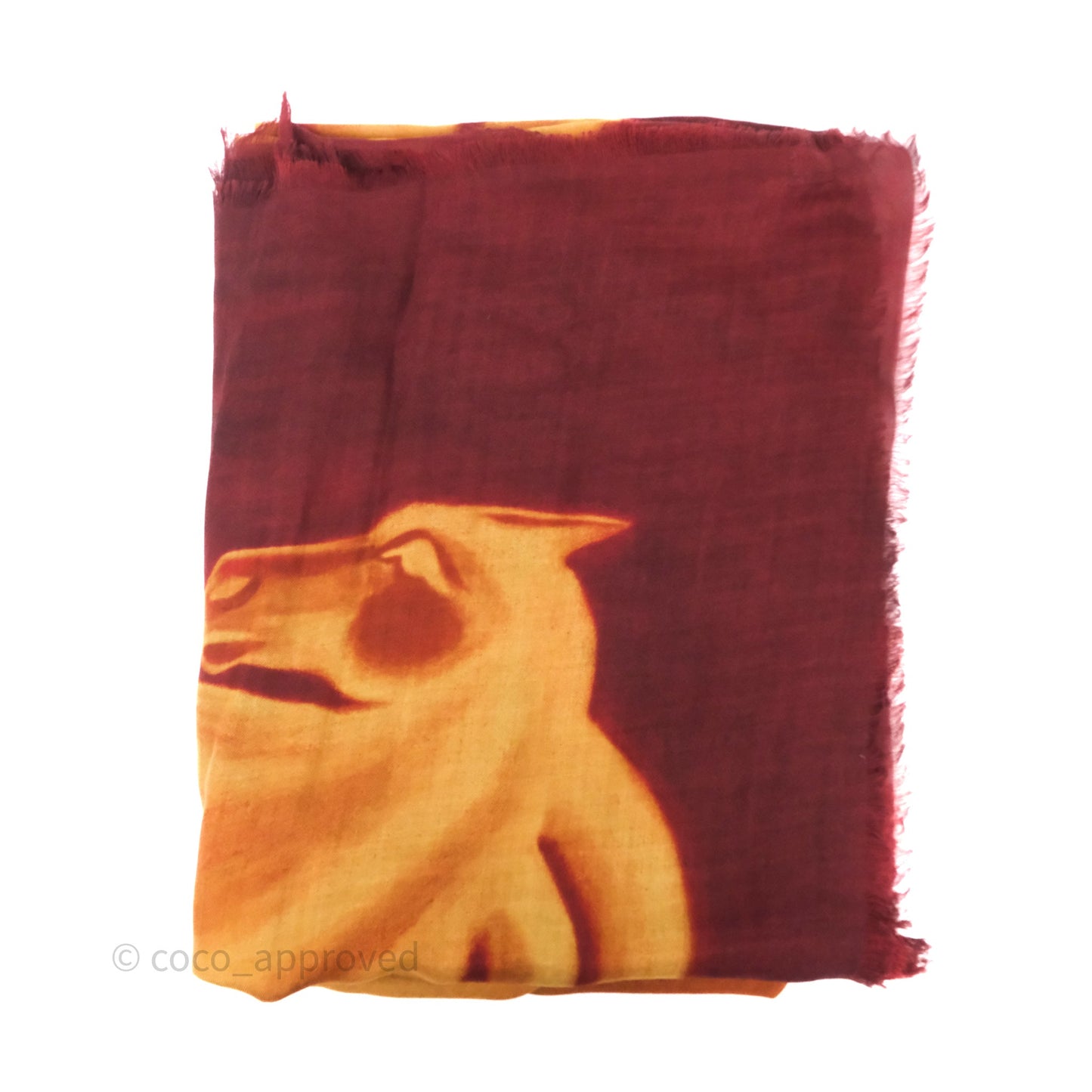 Chanel Horse Print Red/ Gold Cashmere Scarf