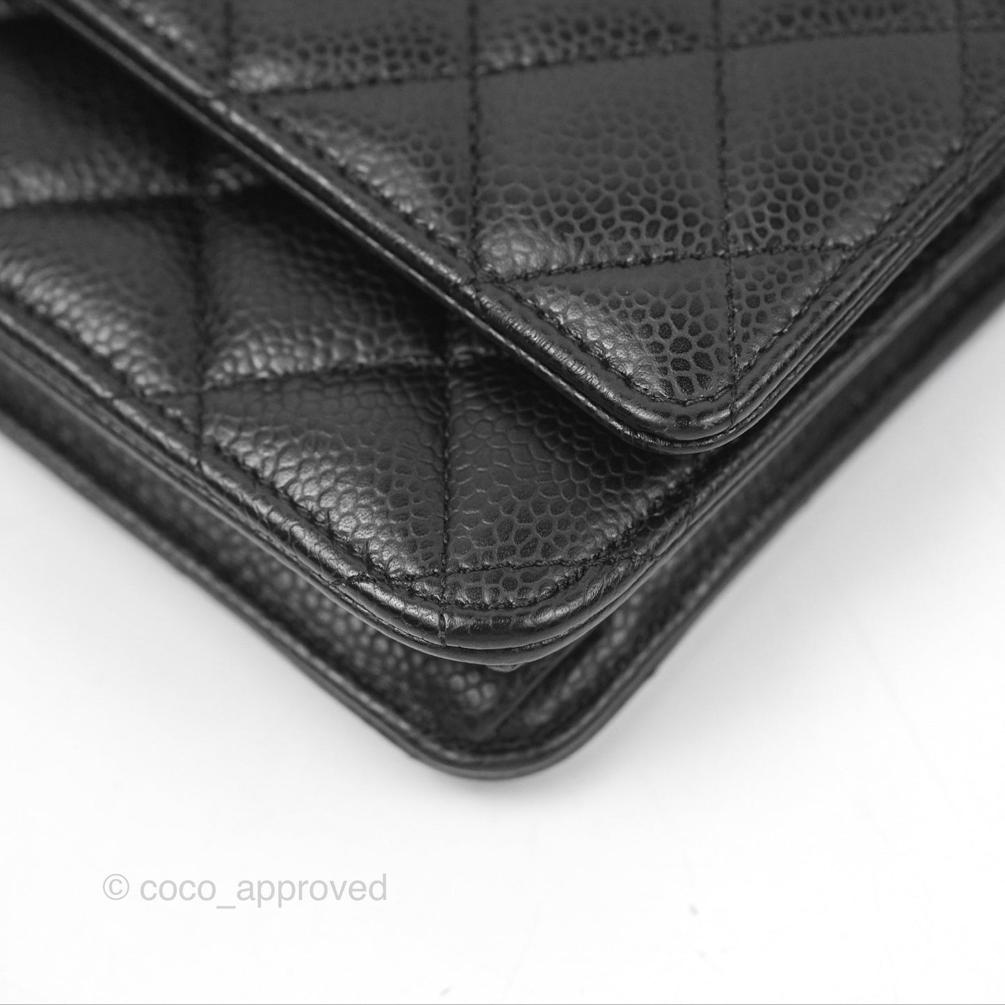Chanel Quilted Classic Wallet On Chain WOC Black Caviar Silver Hardware