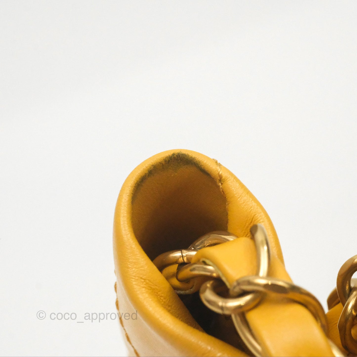 Chanel 22 Small Mustard Yellow Shiny Aged Calfskin Aged Gold Hardware