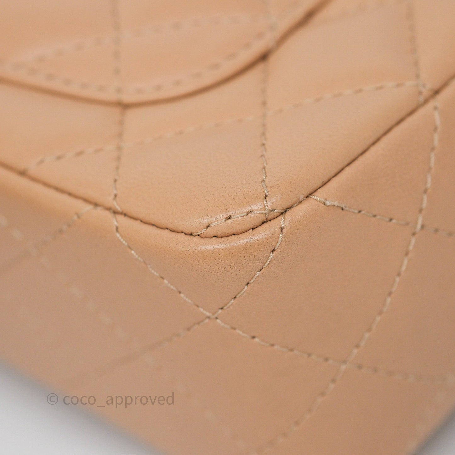 Chanel Mini Rectangular Quilted Beige Lambskin Gold Hardware