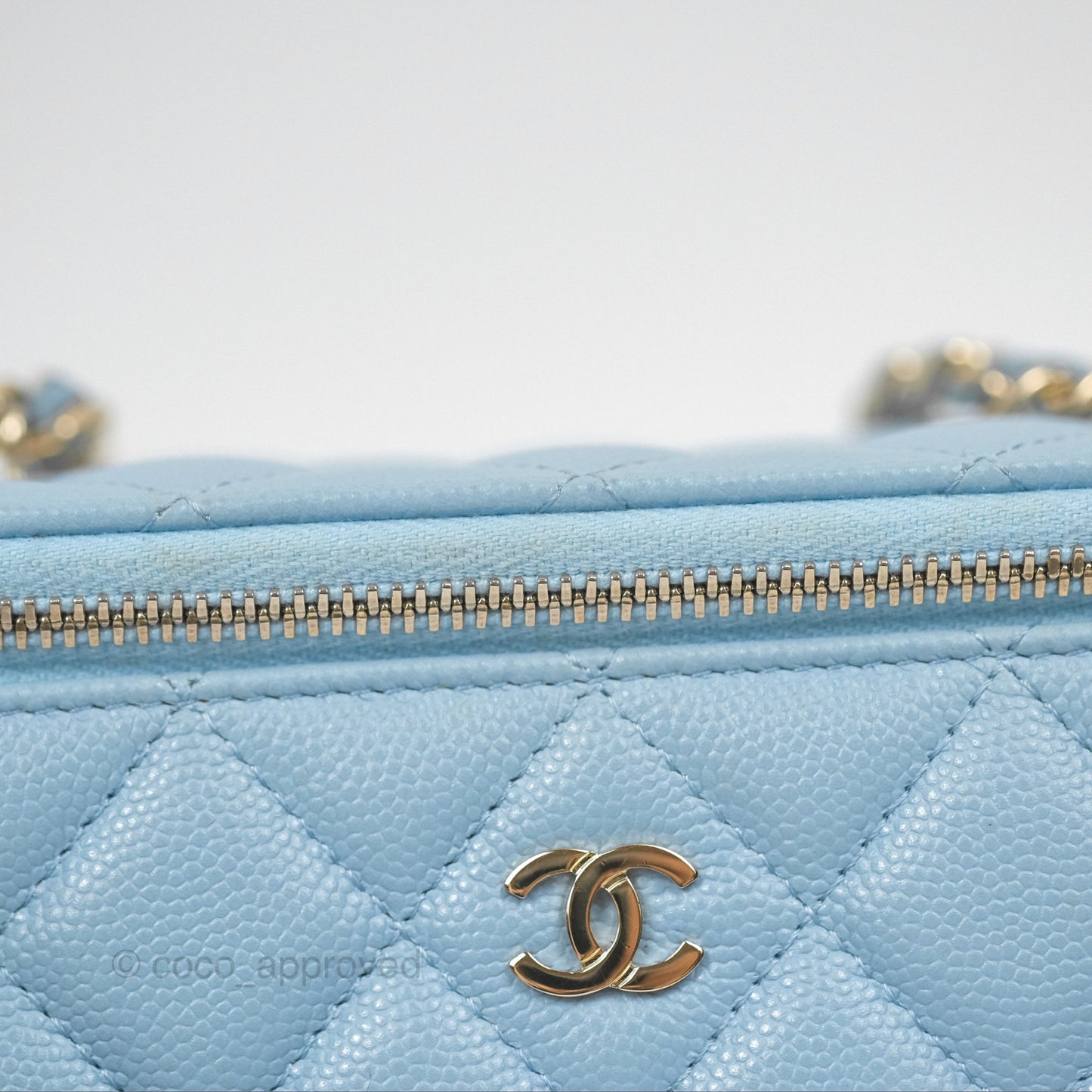 Chanel Classic Vanity With Chain Blue Caviar Gold Hardware