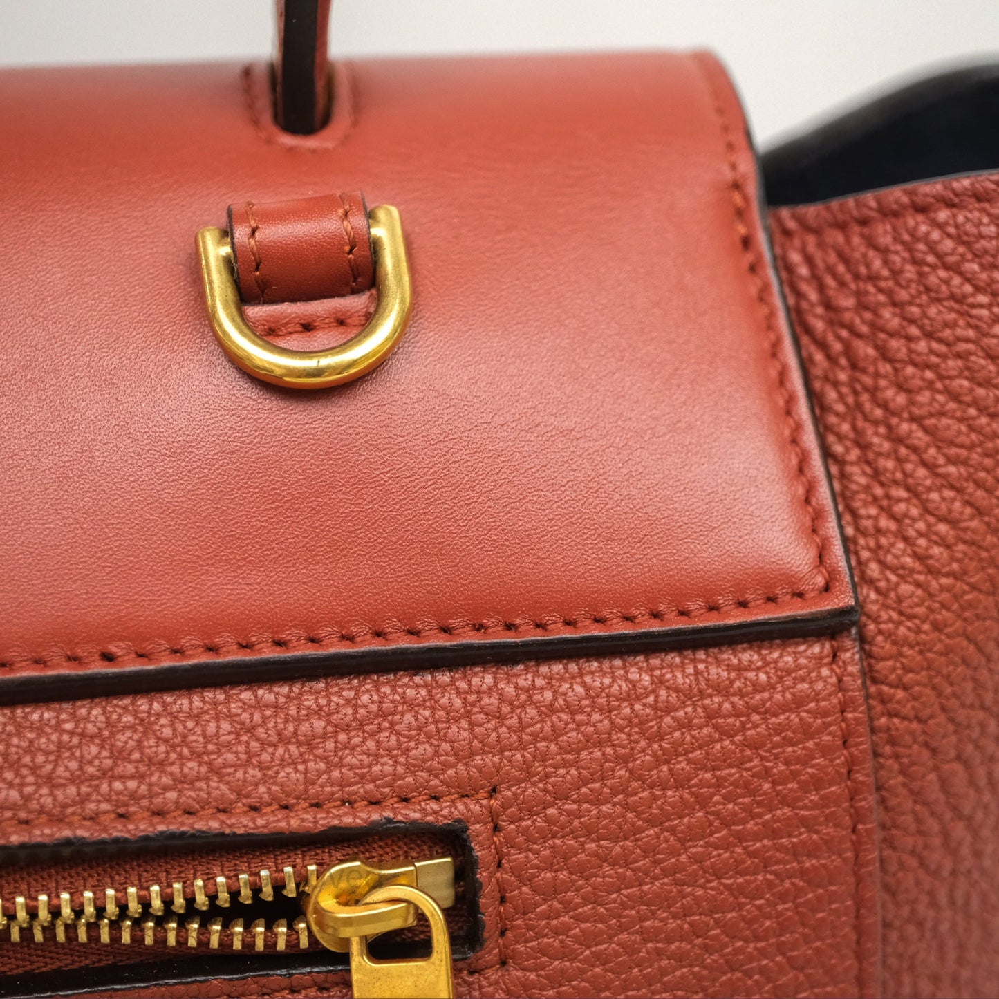 Celine Mini Belt Bag Brick Red Grained Goatskin Gold Hardware