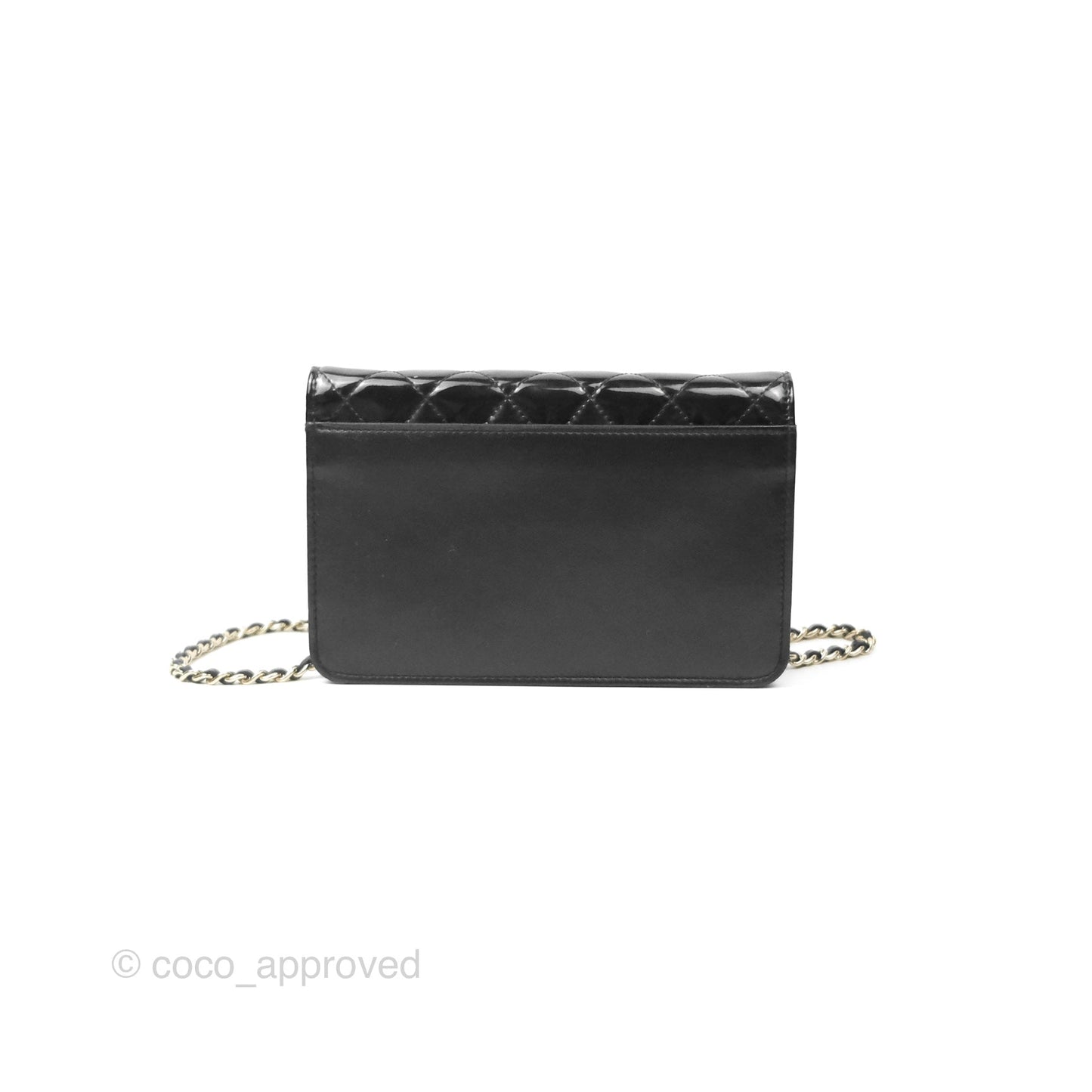 Chanel Wallet On Chain WOC Black Patent Lambskin Gold Hardware