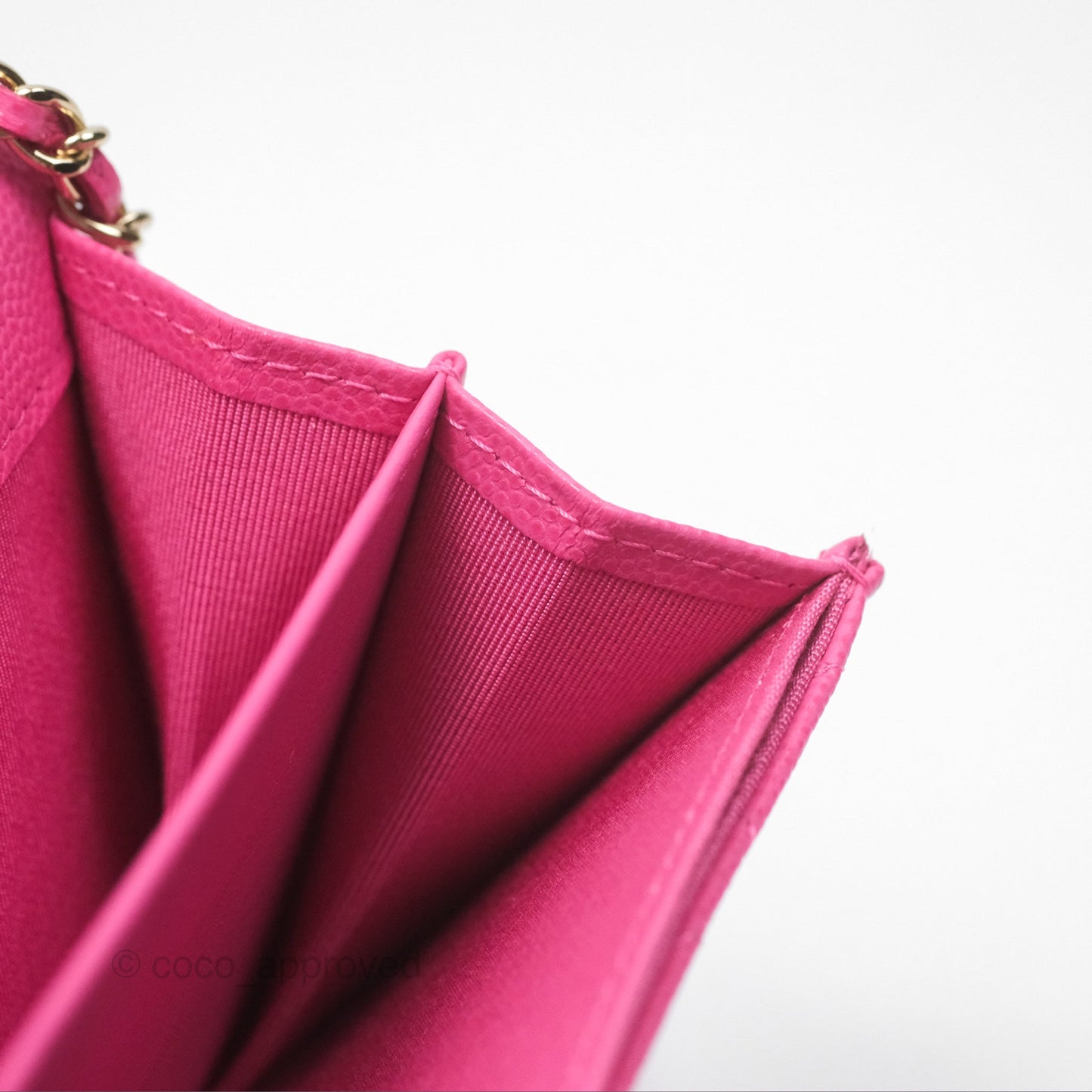 Chanel Mini Wallet With Chain Pink Caviar Gold Hardware