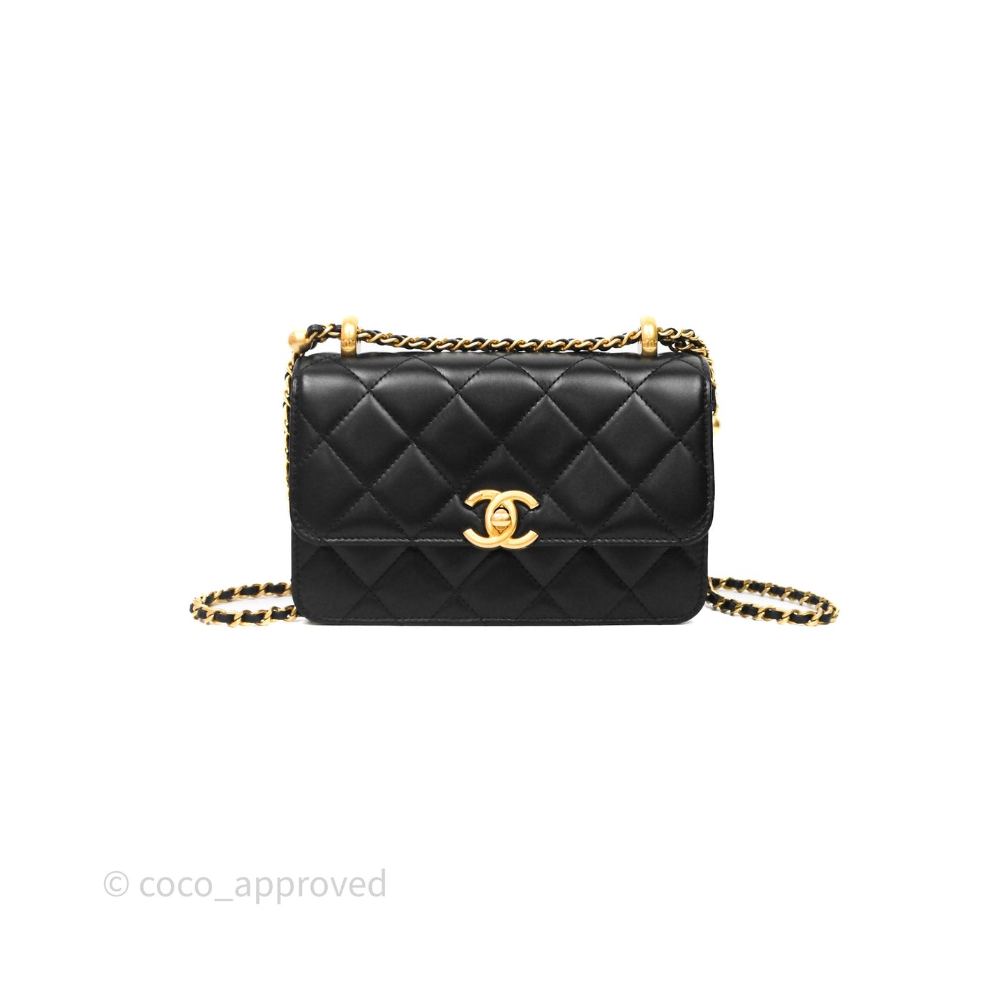 Chanel Mini Perfect Fit Adjustable Quilted Black Calfskin Aged Gold Hardware