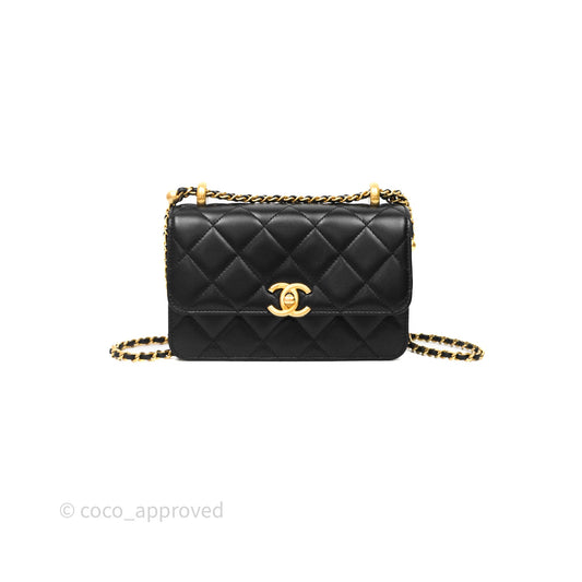 Chanel Mini Perfect Fit Adjustable Quilted Black Calfskin Aged Gold Hardware