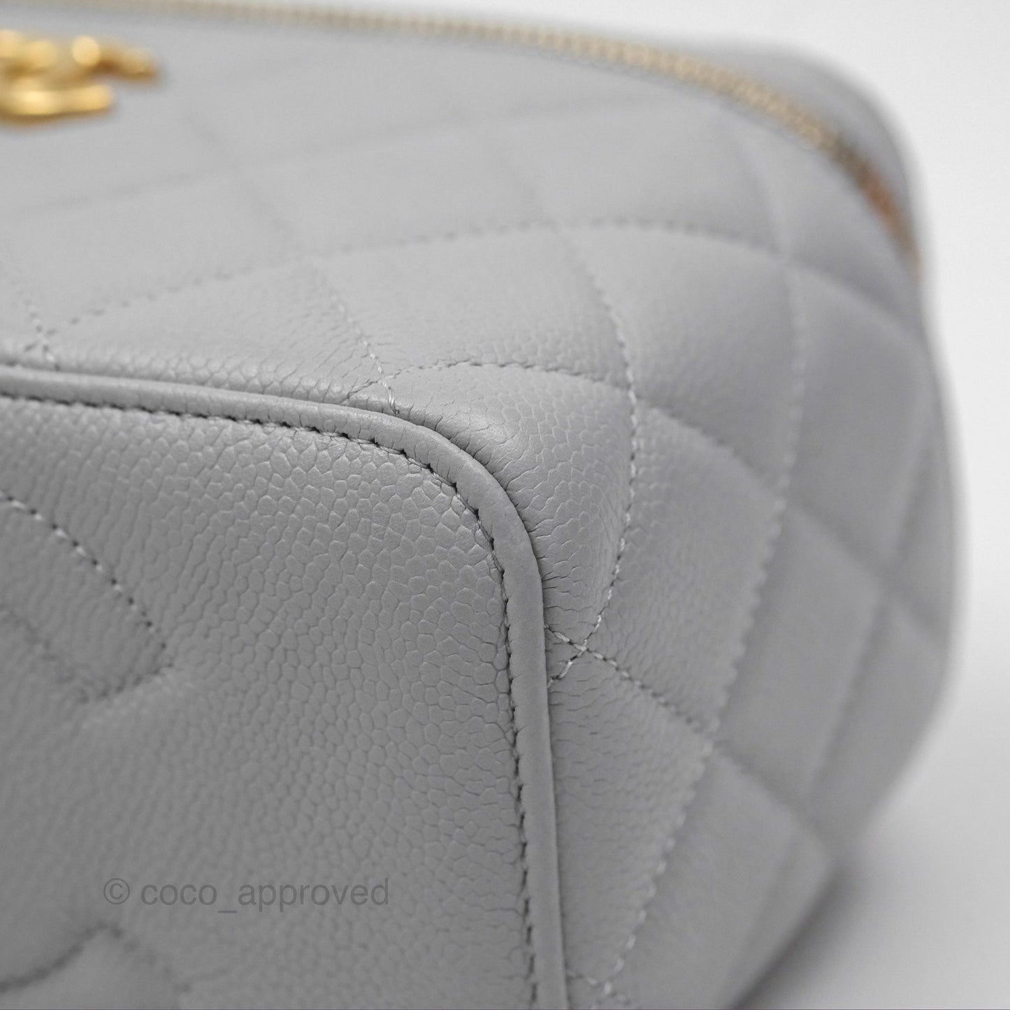 Chanel Vanity with Heart Adjustable Chain Grey Caviar Aged Gold Hardware