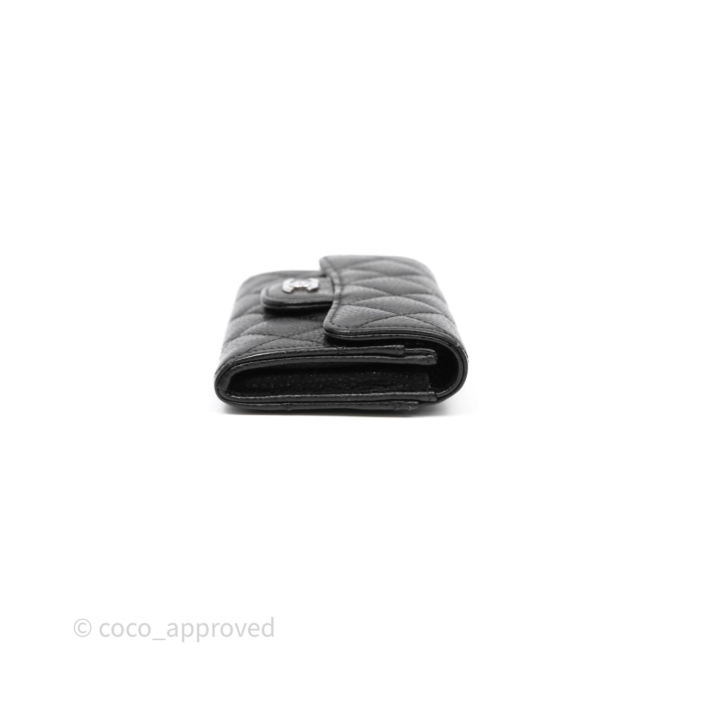Chanel Quilted Flap Card Holder Black Caviar Silver Hardware