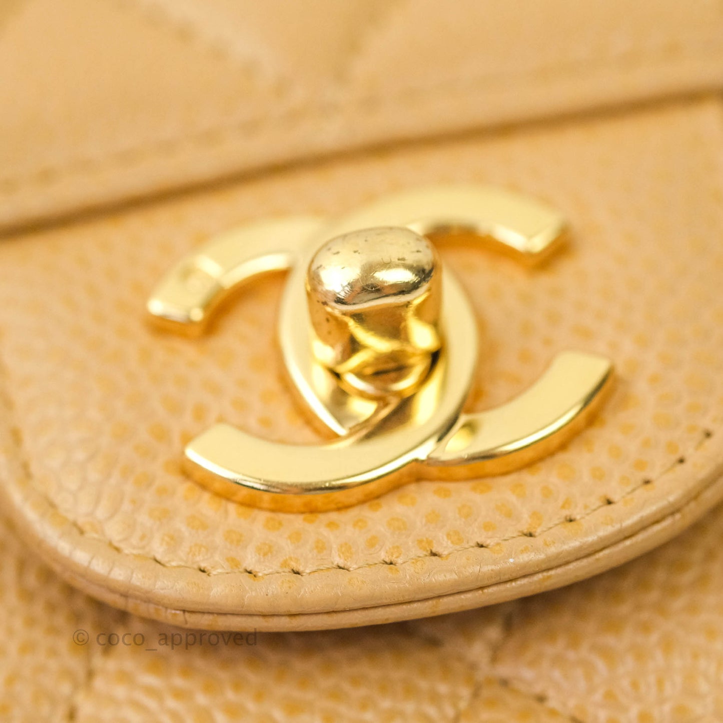Chanel Classic M/L Medium Double Flap Dark Beige Caviar 24K Gold Hardware