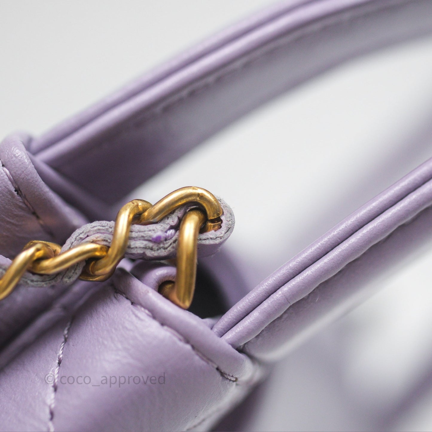 Chanel Mini Nano Kelly Bag Purple Shiny Calfskin Aged Gold Hardware
