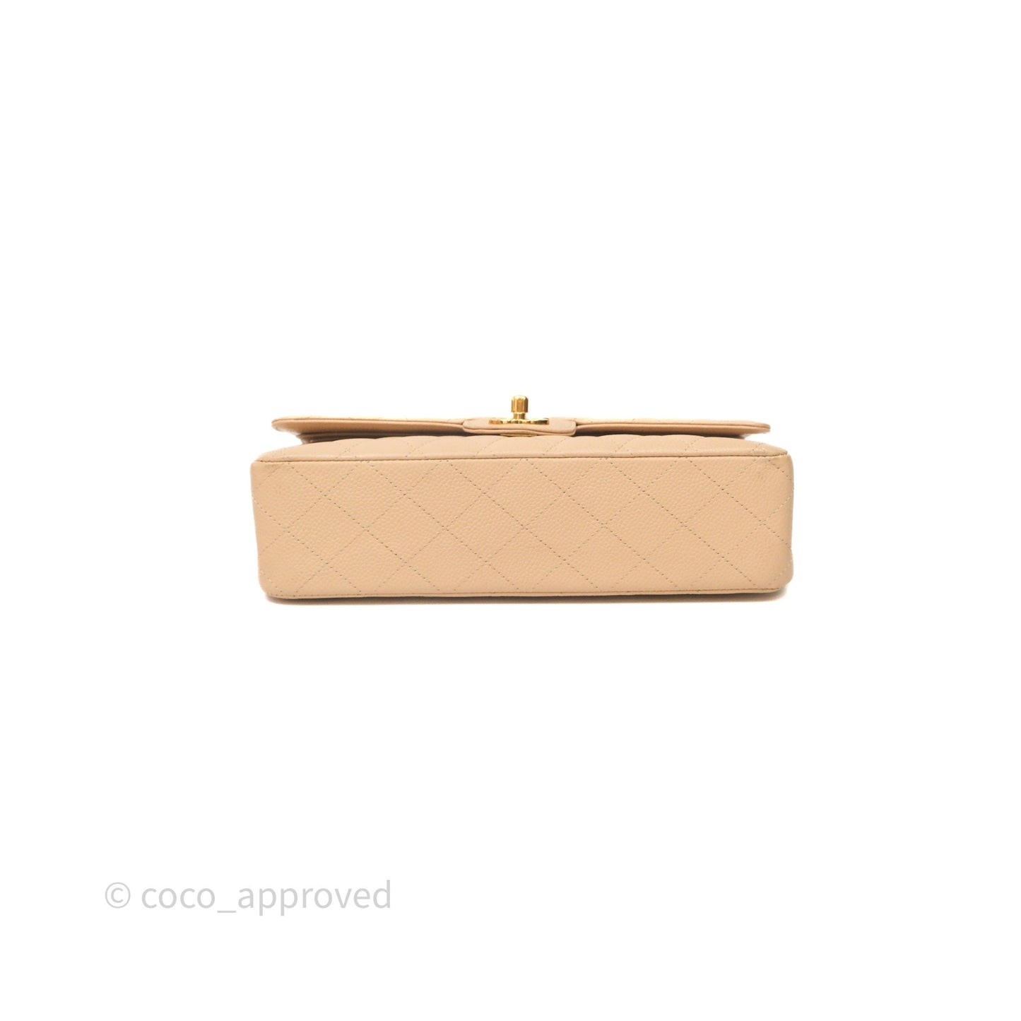 Chanel Classic M/L Medium Flap Quilted Beige Caviar Gold Hardware